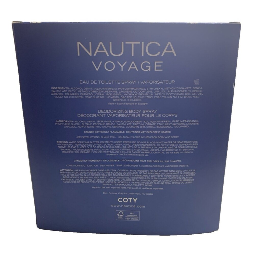 Nautica Voyage Gift Set 1.6 fl oz Eau de Toilette & 6 oz Body Spray for Men Coty - Picture 4 of 6